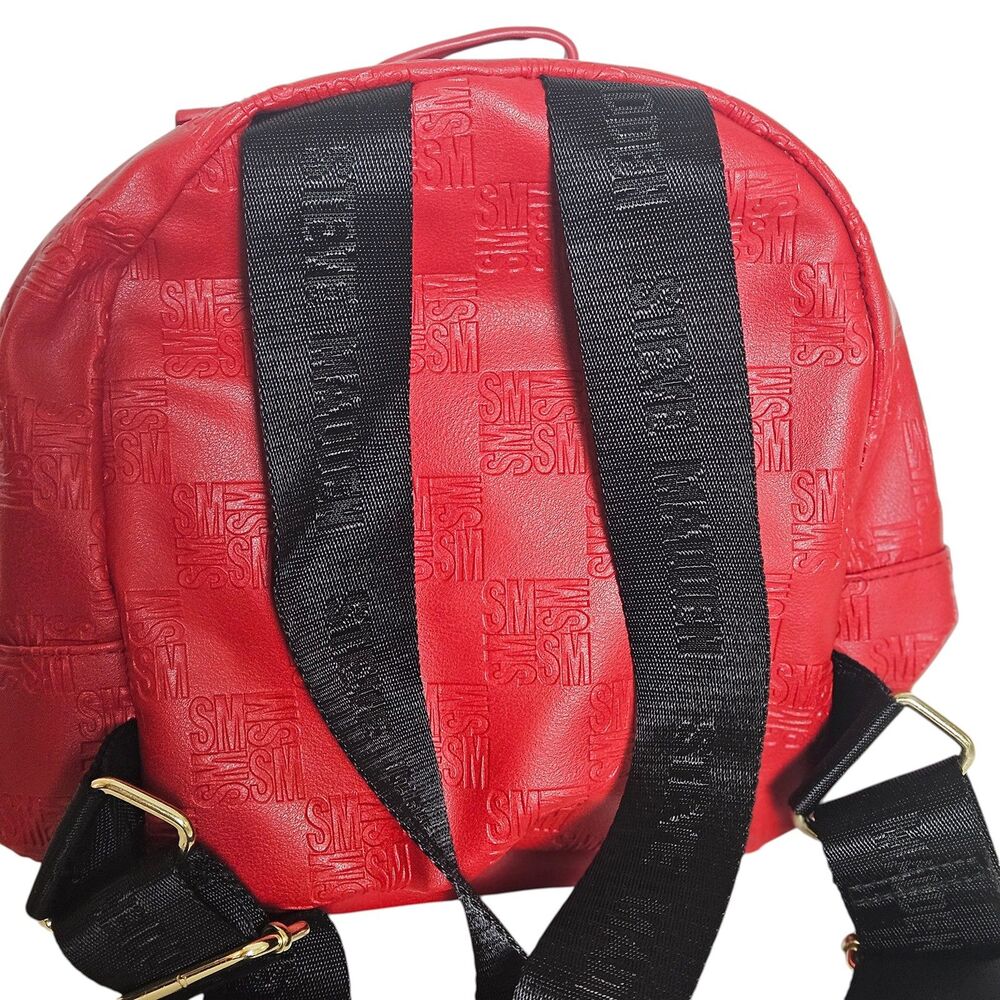 Steve Madden Logo Embossed Red Faux Leather Mini Backpack Y2K Style - Picture 3 of 7